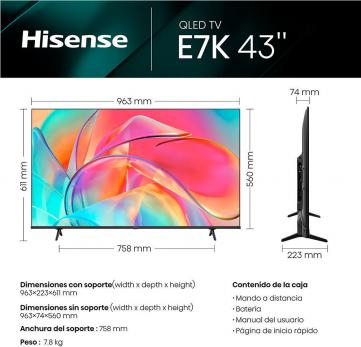 HISENSE TELEVISOR 43E77KQ QLED 4K HD SMART G