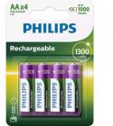 Pack de 4 Pilas AA Philips R6B4A130/10/ 1.2V/ Recargables