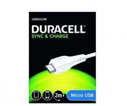 Cable USB 2.0 Duracell USB5023W/ USB Macho MicroUSB Macho/ 2m/ Blanco