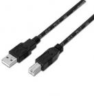 Cable USB 2.0 Impresora Aisens A101-0007/ USB Tipo-B Macho - USB Macho/ 3m/ Negro