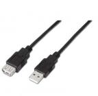 Cable Alargador USB 2.0 Aisens A101-0015/ USB Macho - USB Hembra/ 1m/ Negro