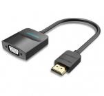 Conversor Vention 42161 HDMI Macho - VGA Hembra - Jack 3.5 Hembra/ 15cm/ Negro