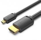 Cable Micro HDMI 2.0 4K Vention AGIBG/ HDMI Macho - Micro HDMI Macho/ 1.5m/ Negro