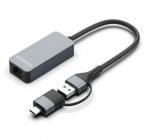 Adaptador USB 3.2 Gen1 Aisens A109-0710/ USB Macho - USB Tipo-C Macho - RJ45 Hembra/ 2500Mbps/ 15cm/