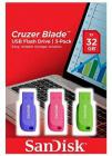 Pendrive 32GB SanDisk Cruzer Blade Pack 3 USB 2.0