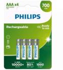 Pack de 4 Pilas AAA Philips R03B4A70/10/ 1.2V/ Recargables
