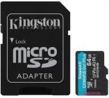 Tarjeta de memoria Micro SD KINGSTON 64GB MICROSD CANVAS GO PLUS + AD